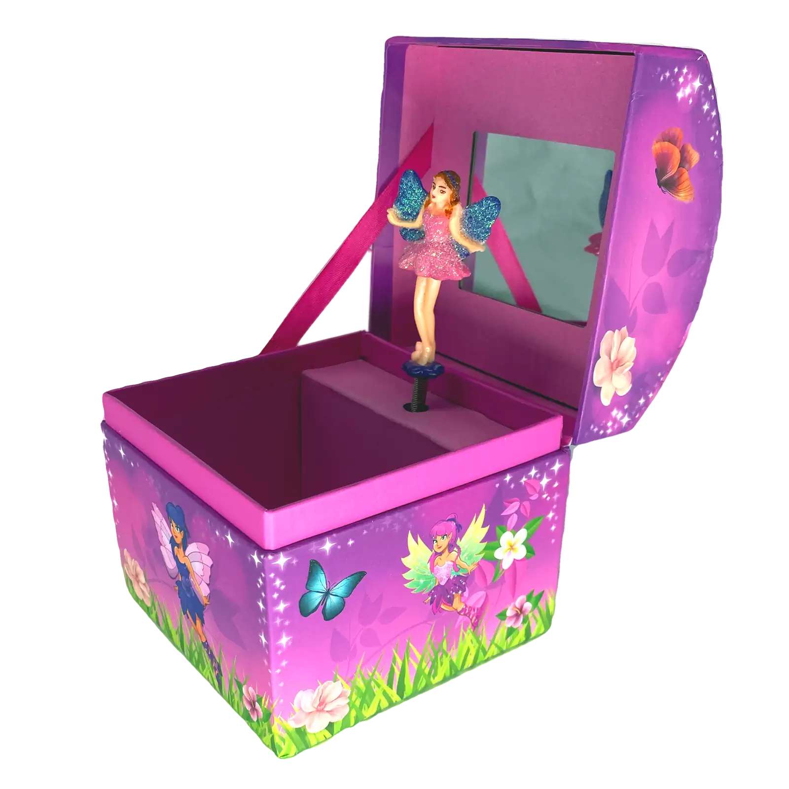 Fairies Schmuckkästchen mit Spieluhr | Pink Feen Design | mit Spiegel