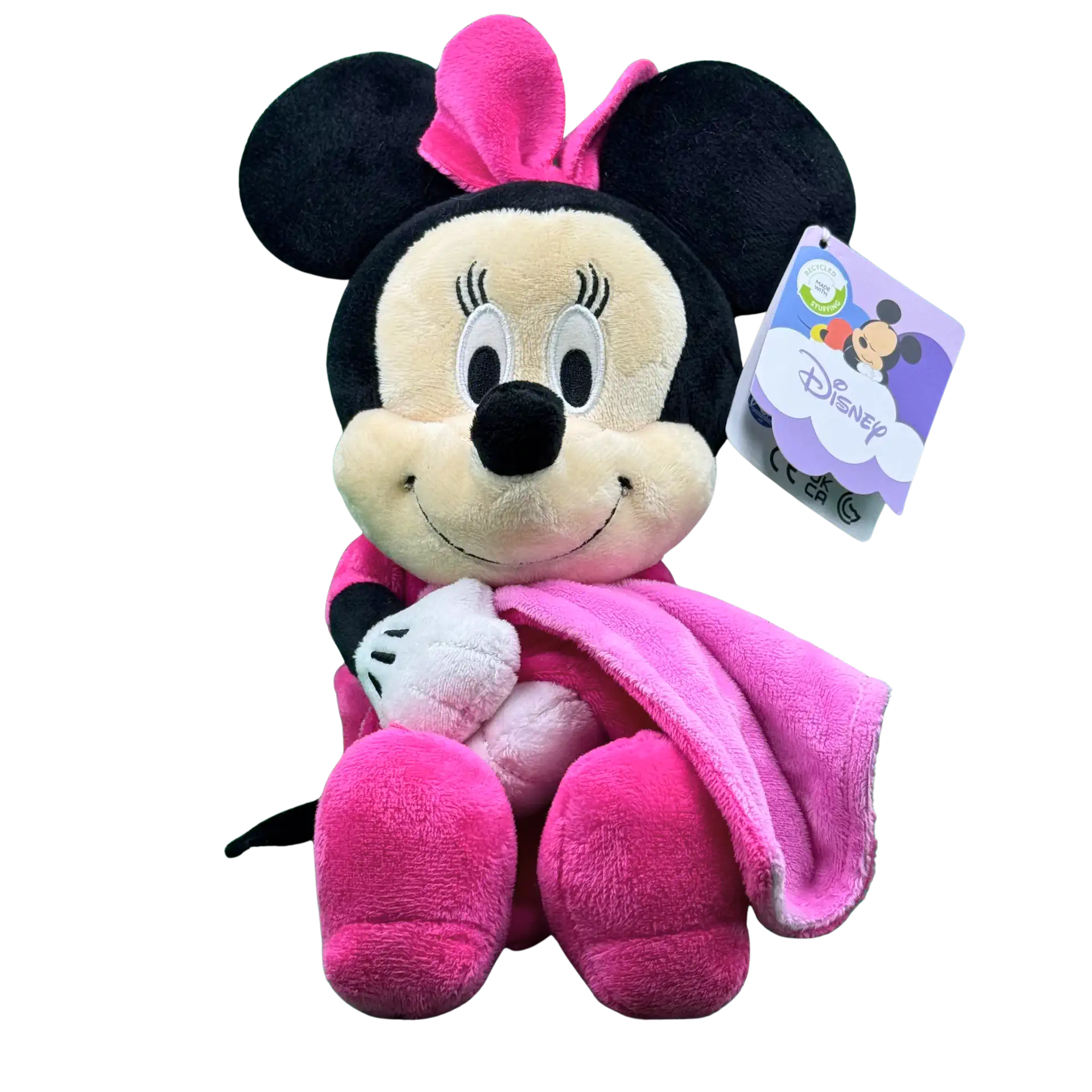 Disney Minnie Mouse Plüschtier 27 cm | Mit kleiner Kuscheldecke | Nachhaltig