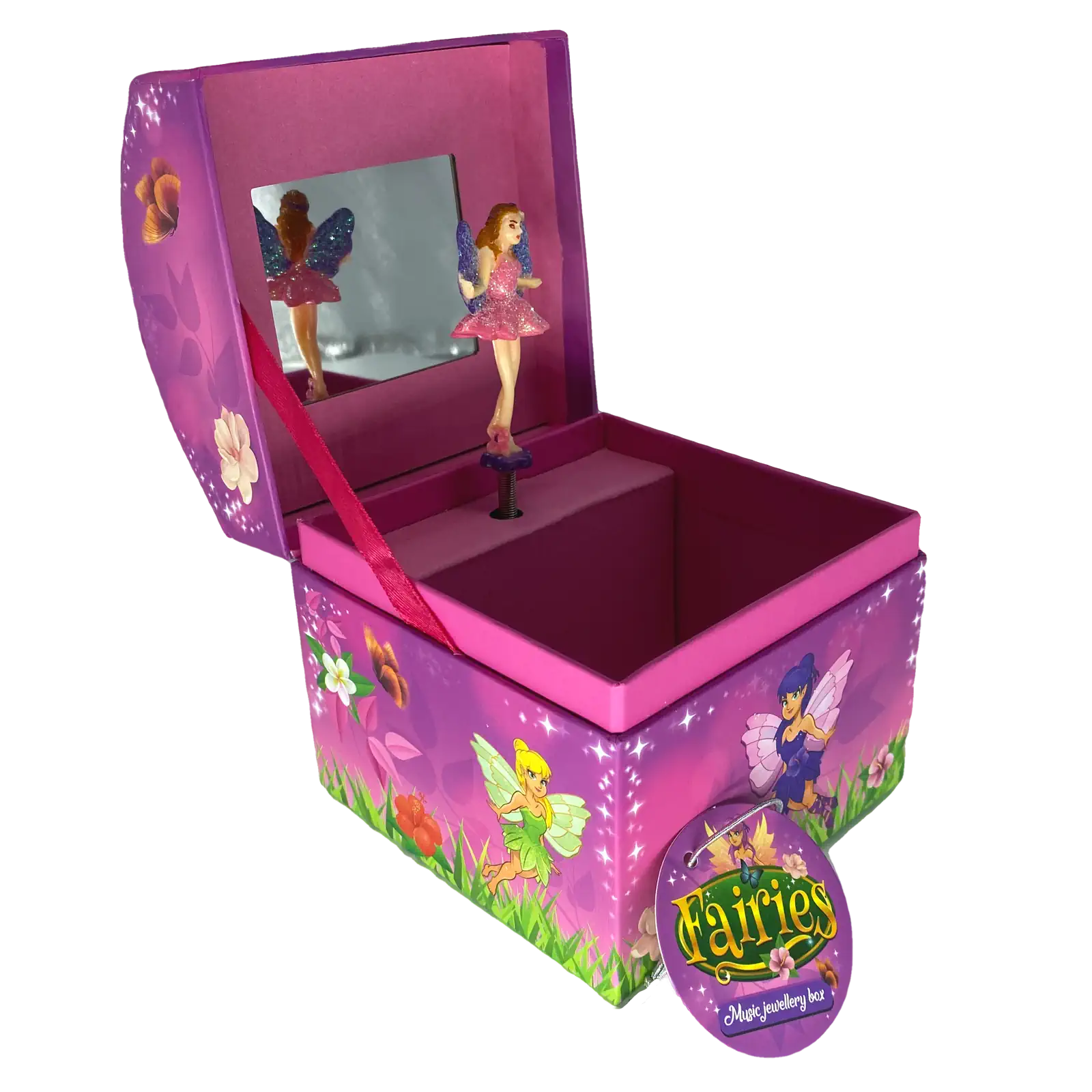 Fairies Schmuckkästchen mit Spieluhr | Pink Feen Design | mit Spiegel