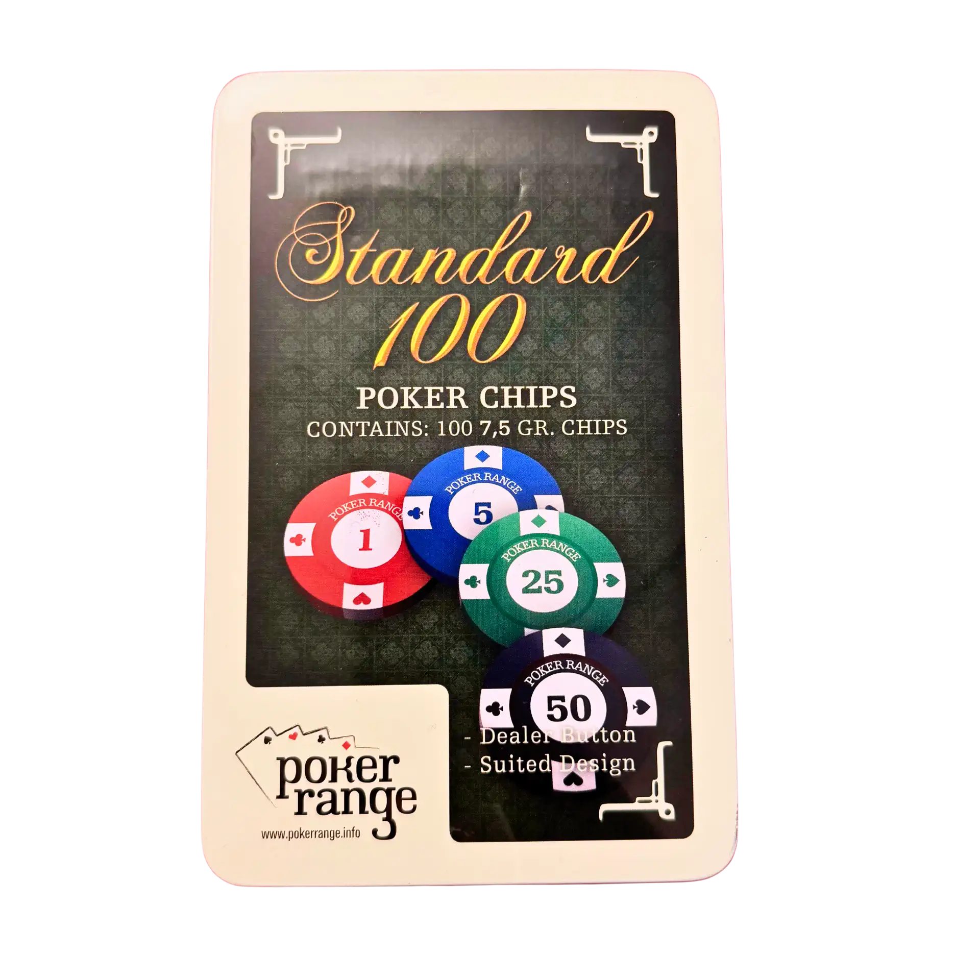 Pokerchips 100 Stück | 7,5g Casino Qualität | Poker-Range Standard