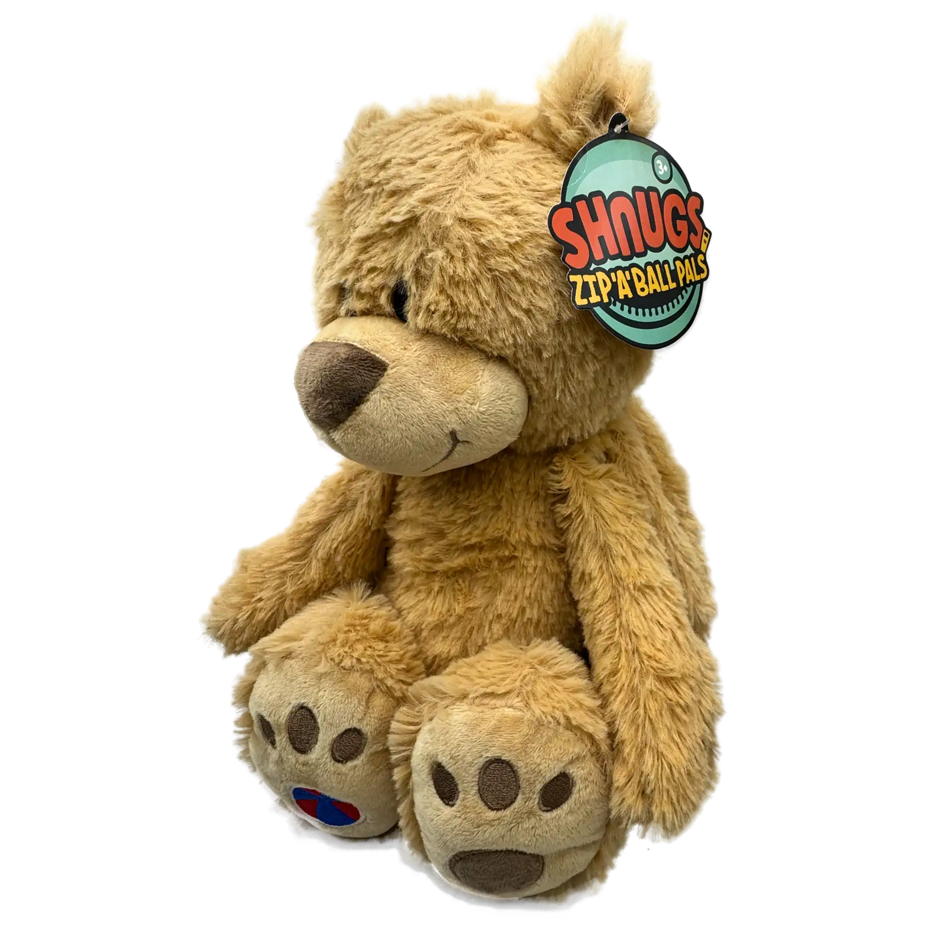 Mookie Shnugs Zip'A'Ball Pals Plüschbär Max | Kuscheltier & Ball (27cm)