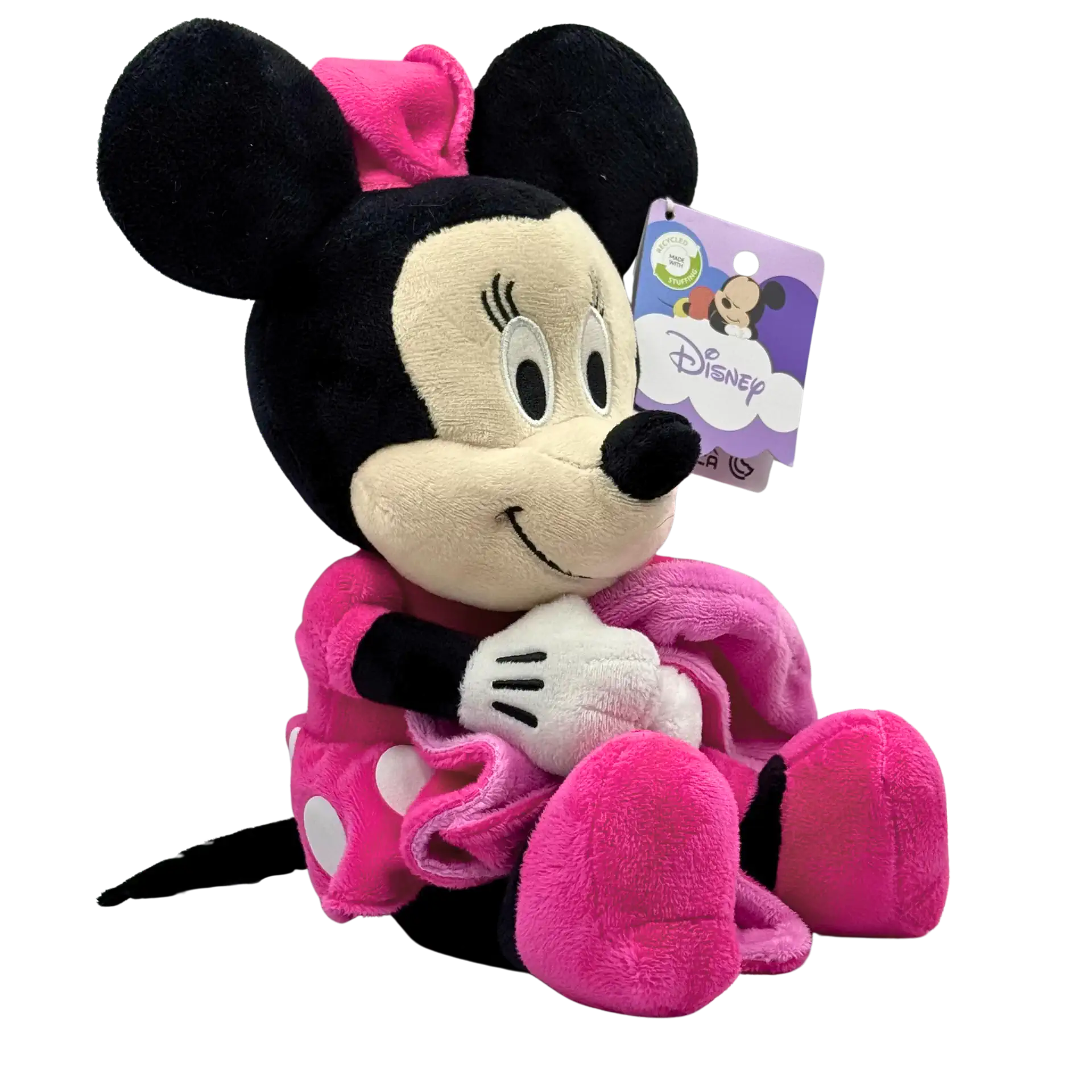 Disney Minnie Mouse Plüschtier 27 cm | Mit kleiner Kuscheldecke | Nachhaltig